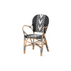 bali & pari Wallis Modern French Two-Tone Black and White Weaving and Natural Rattan Indoor Dining Chair WHI-BC010-W3-Rattan-DC-Arm