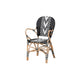 bali & pari Wallis Modern French Two-Tone Black and White Weaving and Natural Rattan Indoor Dining Chair WHI-BC010-W3-Rattan-DC-Arm