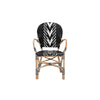 bali & pari Wallis Modern French Two-Tone Black and White Weaving and Natural Rattan Indoor Dining Chair WHI-BC010-W3-Rattan-DC-Arm