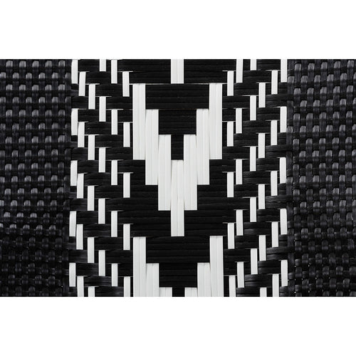 bali & pari Wallis Modern French Two-Tone Black and White Weaving and Natural Rattan Indoor Dining Chair