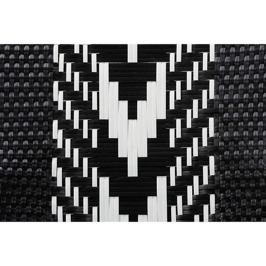 bali & pari Wallis Modern French Two-Tone Black and White Weaving and Natural Rattan Indoor Dining Chair