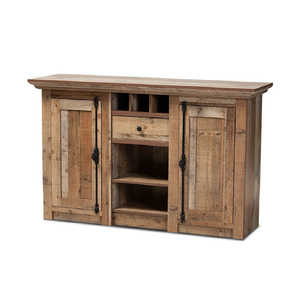 Baxton Studio Albert Modern and Contemporary Farmhouse Rustic Finished Wood 2-Door Dining Room Sideboard Buffet