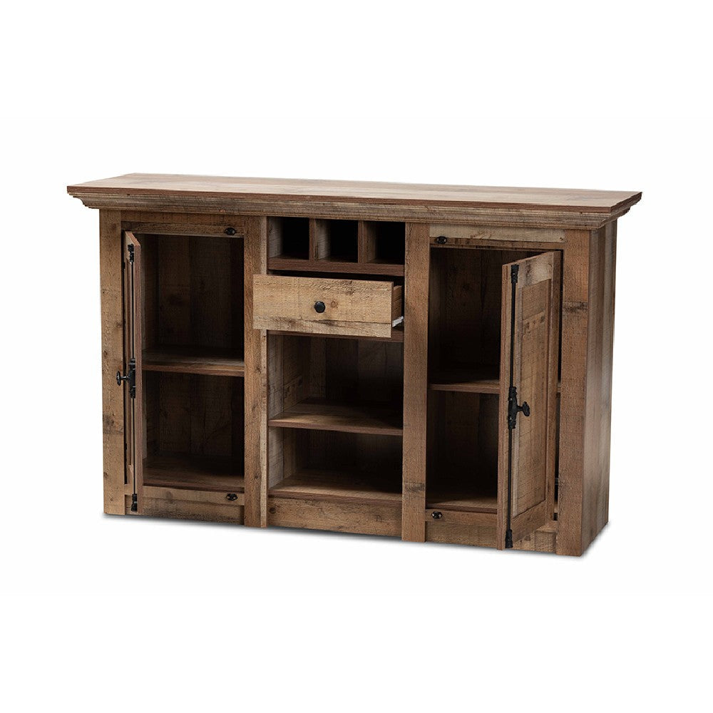 Baxton Studio Albert Modern and Contemporary Farmhouse Rustic Finished Wood 2-Door Dining Room Sideboard Buffet