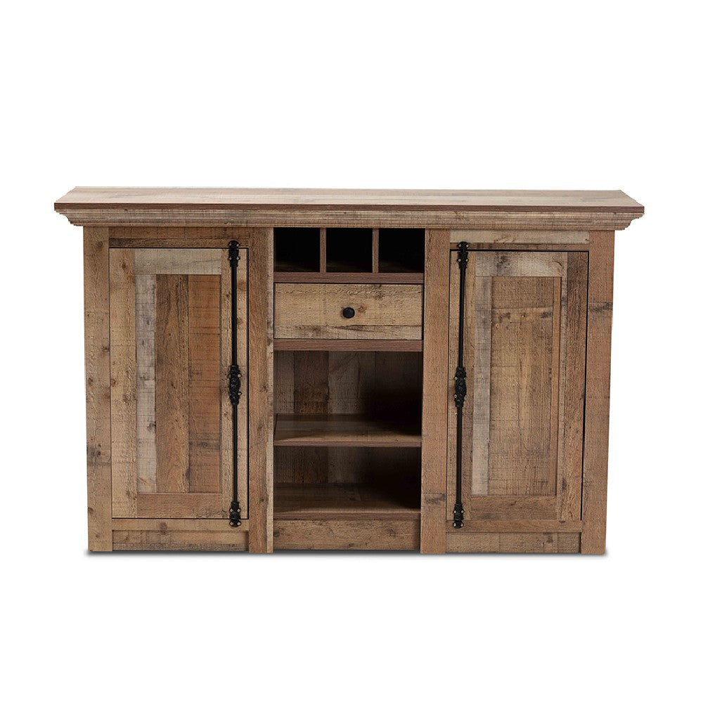 Baxton Studio Albert Modern and Contemporary Farmhouse Rustic Finished Wood 2-Door Dining Room Sideboard Buffet