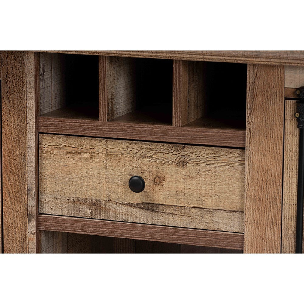 Baxton Studio Albert Modern and Contemporary Farmhouse Rustic Finished Wood 2-Door Dining Room Sideboard Buffet