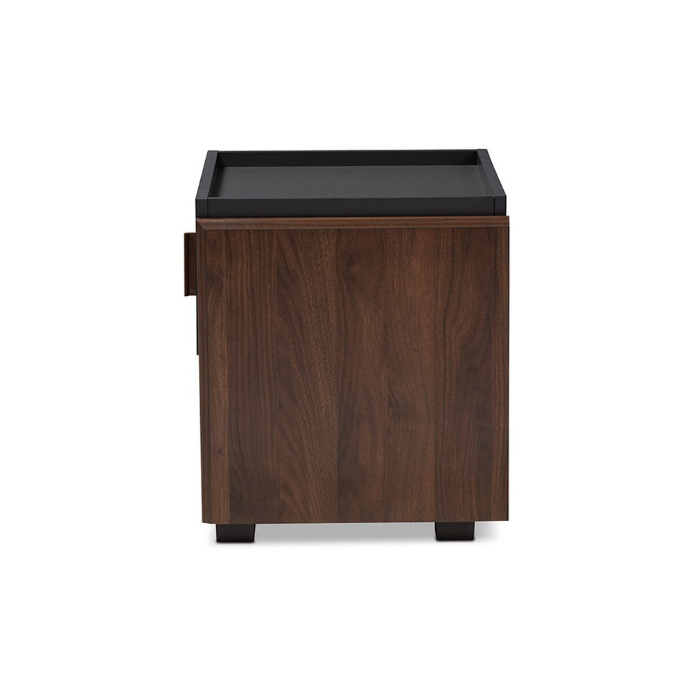 Baxton Studio Rikke Modern and Contemporary Two-Tone Gray and Walnut Finished Wood 1-Drawer Nightstand WHI-BR3NT304-Columbia-Dark-Grey-NS
