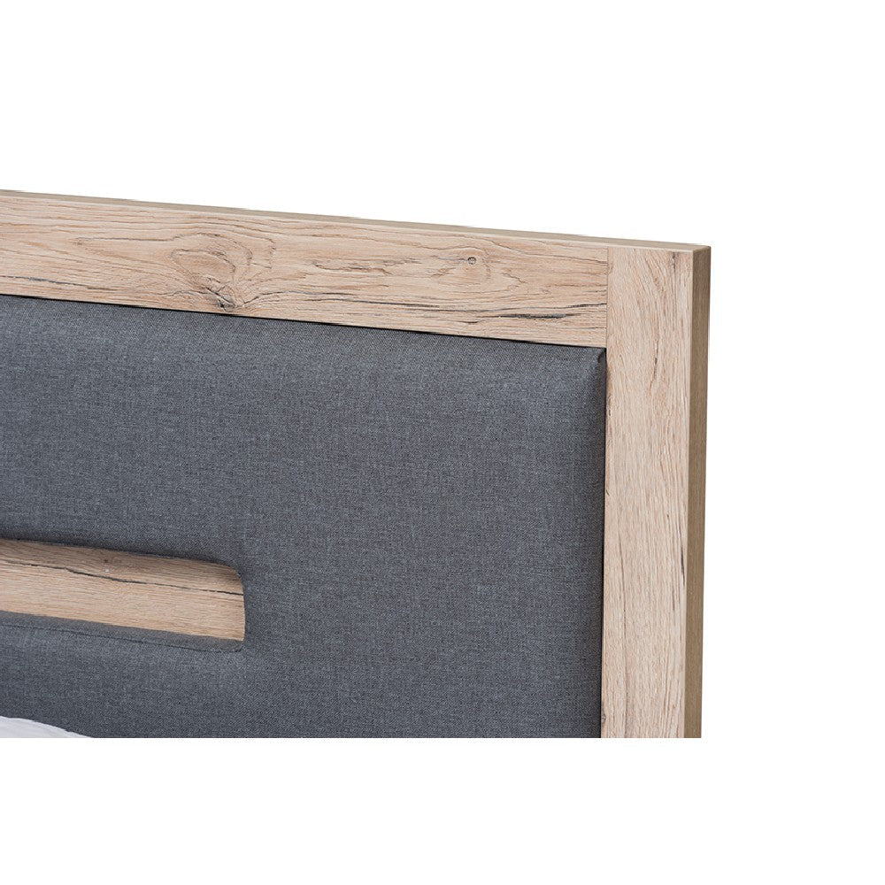 Baxton Studio Pandora Modern and Contemporary Dark Grey and Light Brown Two-Tone 2-Drawer Twin Size Storage Platform Bed