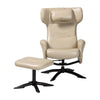 Baxton Studio Elwood Modern Beige Faux Leather 2-Piece Lounge Chair and Footrest Set WHI-BT-70837-04-Beige-LoungeChair