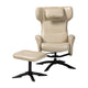 Baxton Studio Elwood Modern Beige Faux Leather 2-Piece Lounge Chair and Footrest Set WHI-BT-70837-04-Beige-LoungeChair