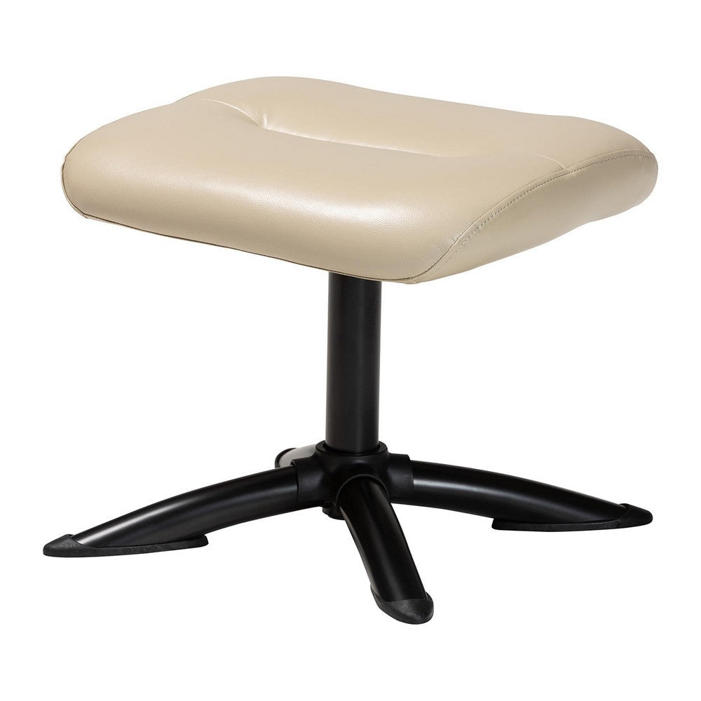 Baxton Studio Elwood Modern Beige Faux Leather 2-Piece Lounge Chair and Footrest Set WHI-BT-70837-04-Beige-LoungeChair
