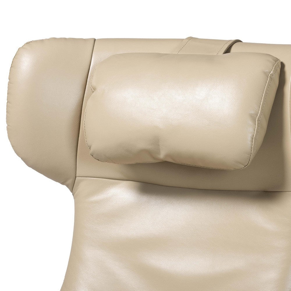 Baxton Studio Elwood Modern Beige Faux Leather 2-Piece Lounge Chair and Footrest Set WHI-BT-70837-04-Beige-LoungeChair