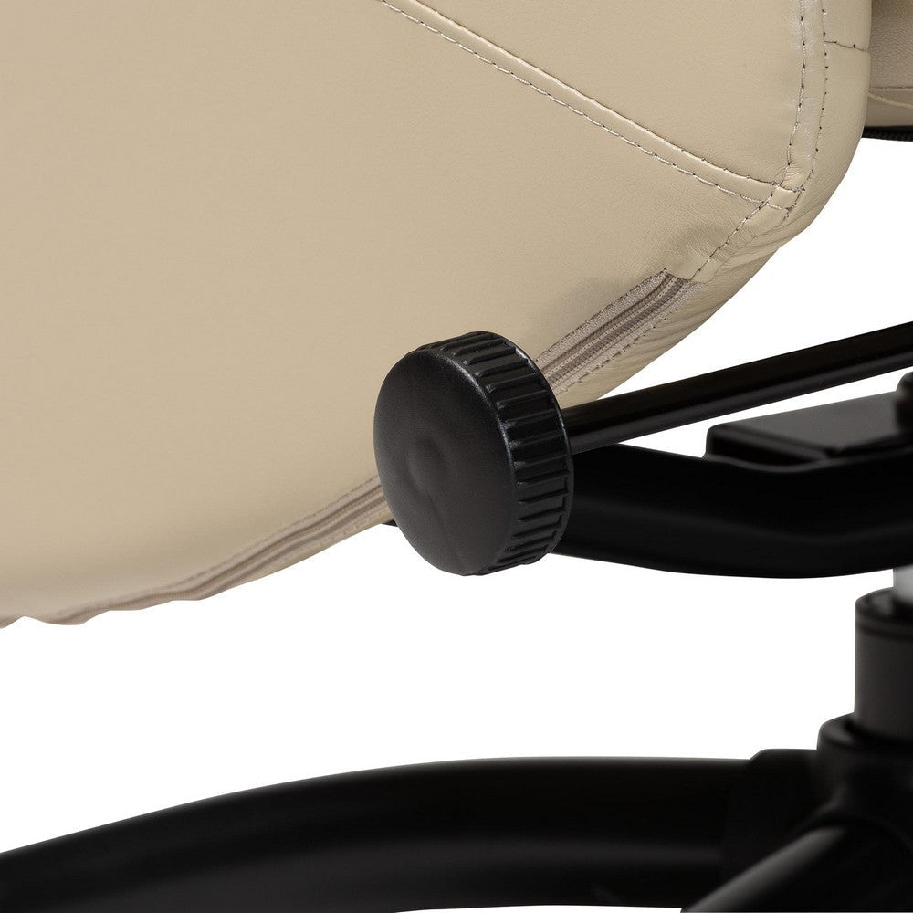 Baxton Studio Elwood Modern Beige Faux Leather 2-Piece Lounge Chair and Footrest Set WHI-BT-70837-04-Beige-LoungeChair