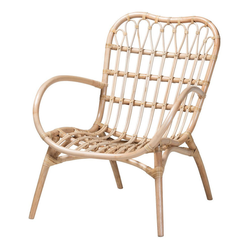 bali & pari Bajo Modern Bohemian Natural Brown Rattan Arm Chair WHI-Bajo-Rattan-CC