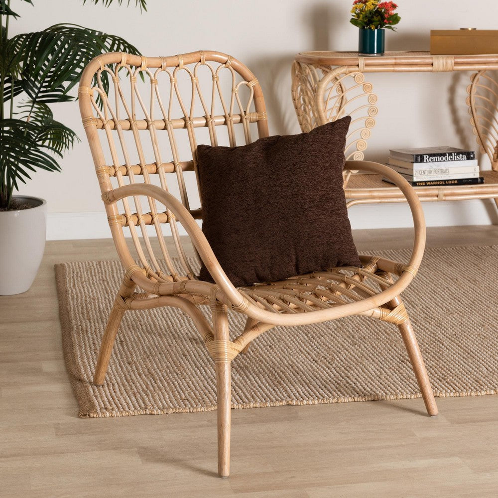 bali & pari Bajo Modern Bohemian Natural Brown Rattan Arm Chair WHI-Bajo-Rattan-CC