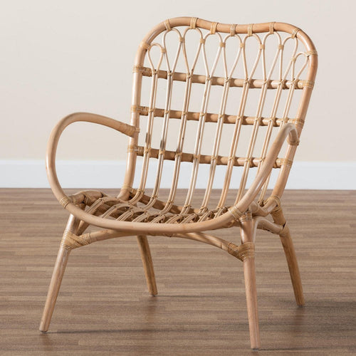 bali & pari Bajo Modern Bohemian Natural Brown Rattan Arm Chair
