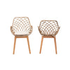 bali & pari Ballerina Modern Bohemian Greywashed Rattan and Natural Brown Finished Wood 2-Piece Dining Chair Set