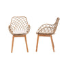 bali & pari Ballerina Modern Bohemian Greywashed Rattan and Natural Brown Finished Wood 2-Piece Dining Chair Set