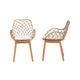 bali & pari Ballerina Modern Bohemian Greywashed Rattan and Natural Brown Finished Wood 2-Piece Dining Chair Set