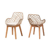 bali & pari Ballerina Modern Bohemian Greywashed Rattan and Natural Brown Finished Wood 2-Piece Dining Chair Set