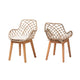 bali & pari Ballerina Modern Bohemian Greywashed Rattan and Natural Brown Finished Wood 2-Piece Dining Chair Set