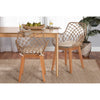 bali & pari Ballerina Modern Bohemian Greywashed Rattan and Natural Brown Finished Wood 2-Piece Dining Chair Set
