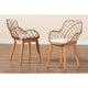 bali & pari Ballerina Modern Bohemian Greywashed Rattan and Natural Brown Finished Wood 2-Piece Dining Chair Set