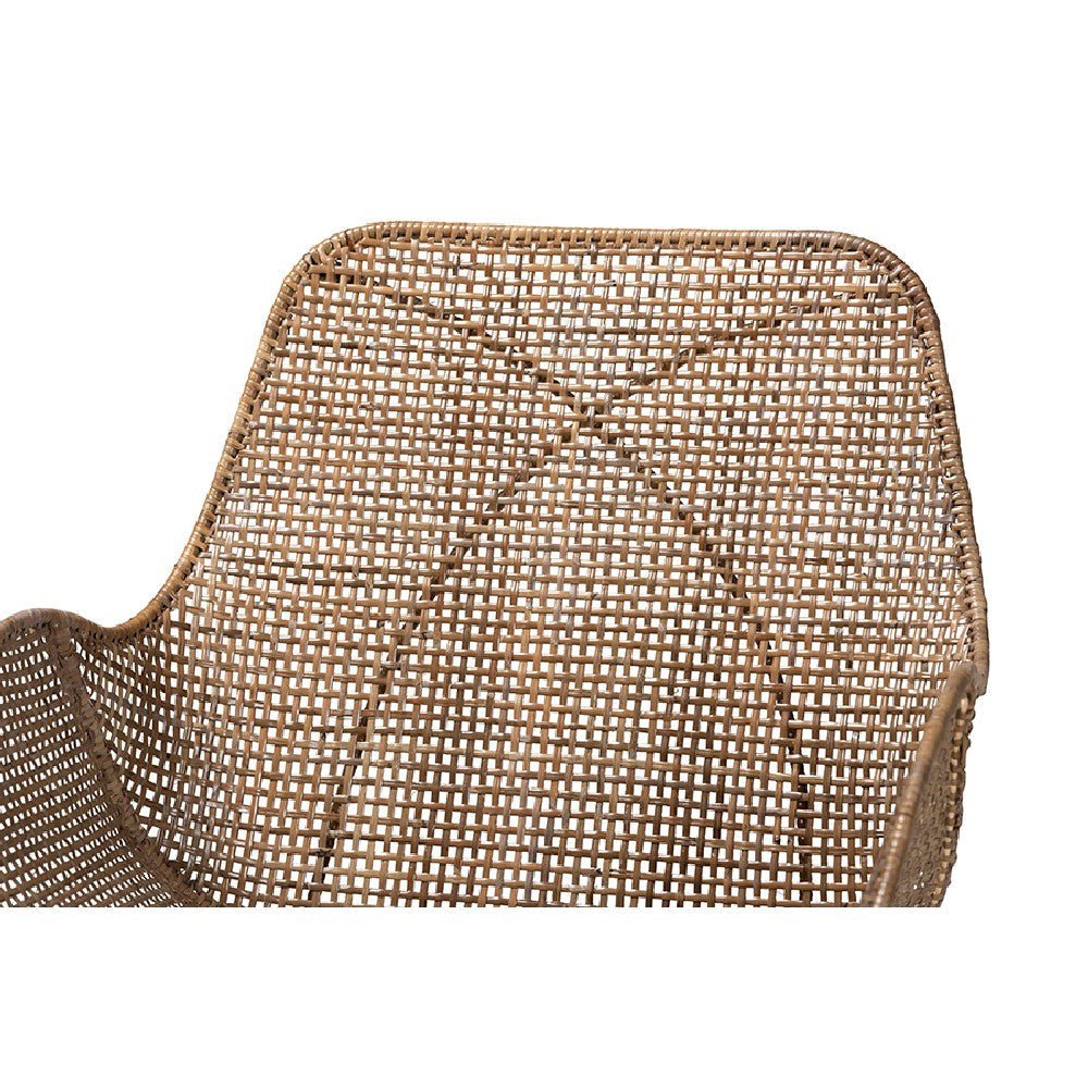 bali & pari Ballerina Modern Bohemian Greywashed Rattan and Black Metal 2-Piece Dining Chair Set WHI-Balerina3-Light-Grey-Rattan-DC