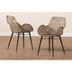 bali & pari Ballerina Modern Bohemian Greywashed Rattan and Black Metal 2-Piece Dining Chair Set