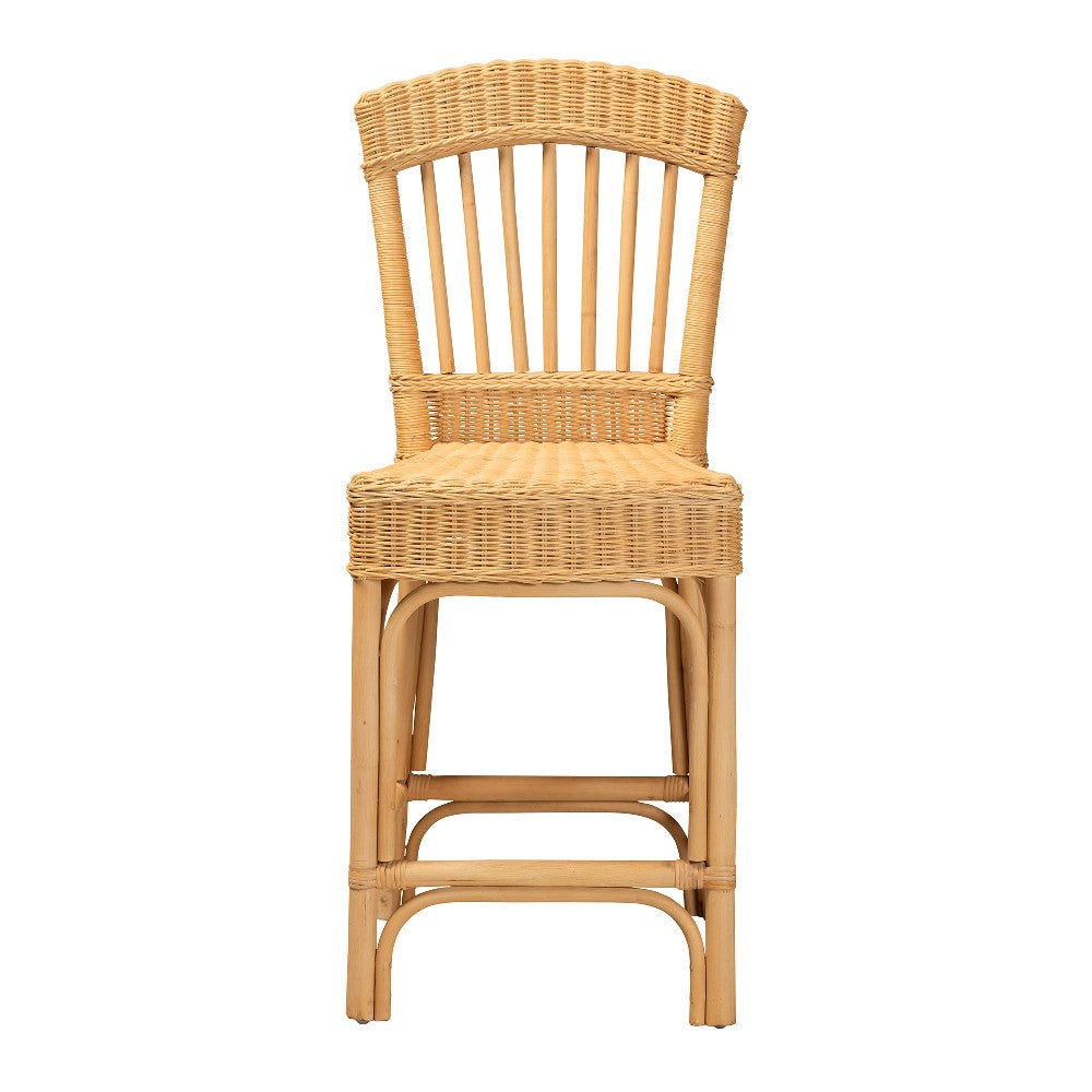 bali & pari Barito Modern Bohemian Natural Rattan Counter Stool WHI-Barito-Rattan-CC