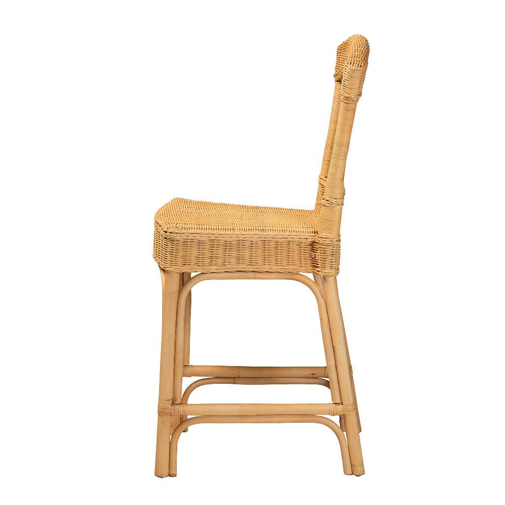 bali & pari Barito Modern Bohemian Natural Rattan Counter Stool WHI-Barito-Rattan-CC