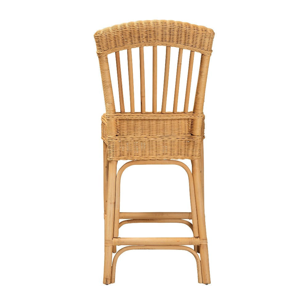 bali & pari Barito Modern Bohemian Natural Rattan Counter Stool WHI-Barito-Rattan-CC