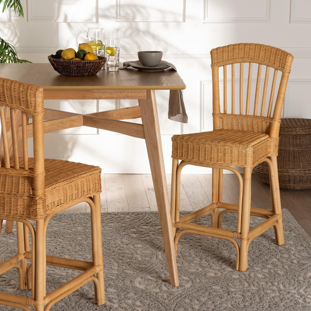 bali & pari Barito Modern Bohemian Natural Rattan Counter Stool
