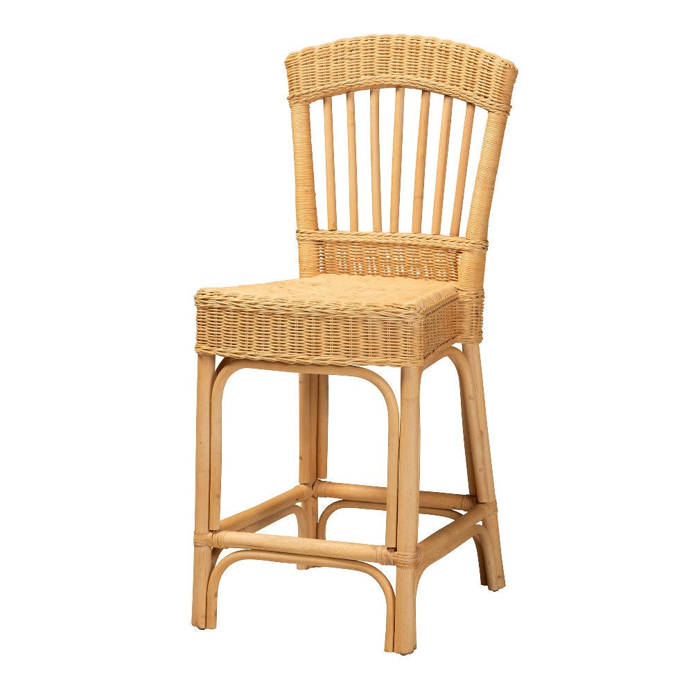 bali & pari Barito Modern Bohemian Natural Rattan Counter Stool WHI-Barito-Rattan-CC