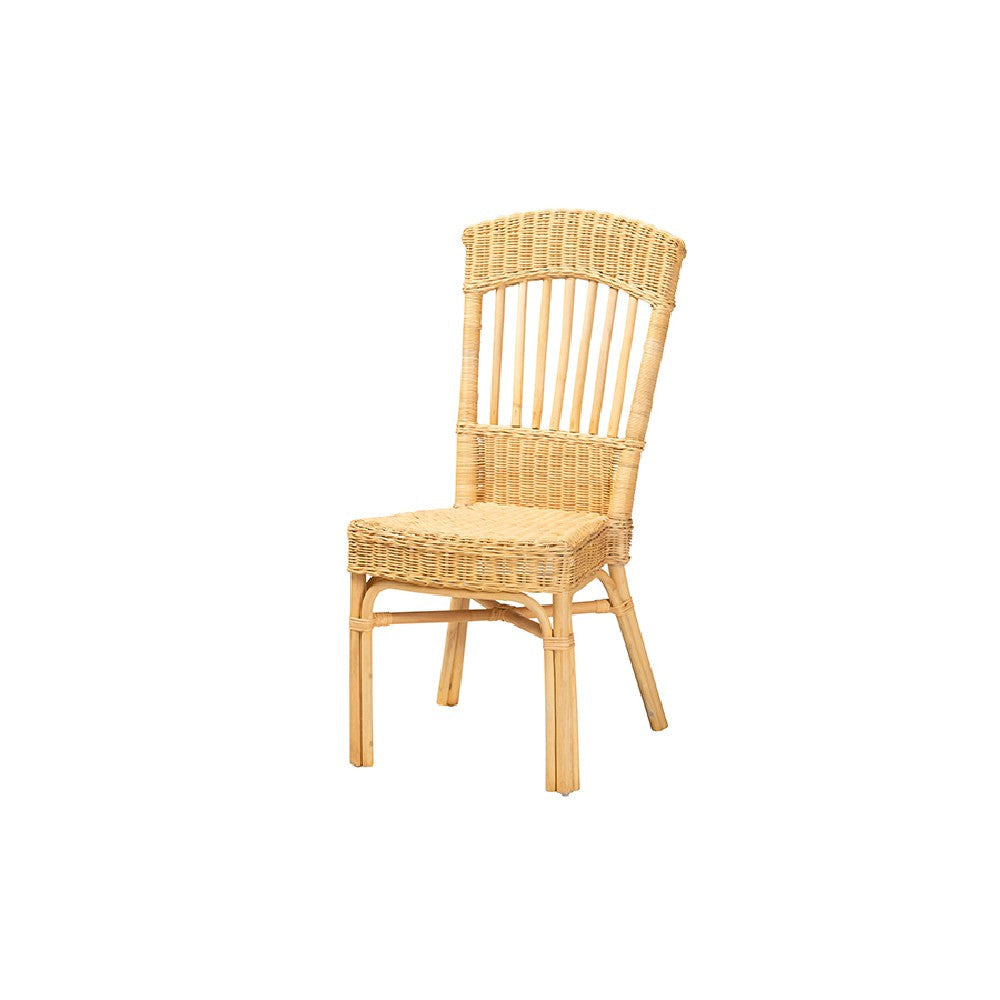 bali & pari Barito Modern Bohemian Natural Brown Rattan Dining Chair WHI-Barito-Rattan-DC