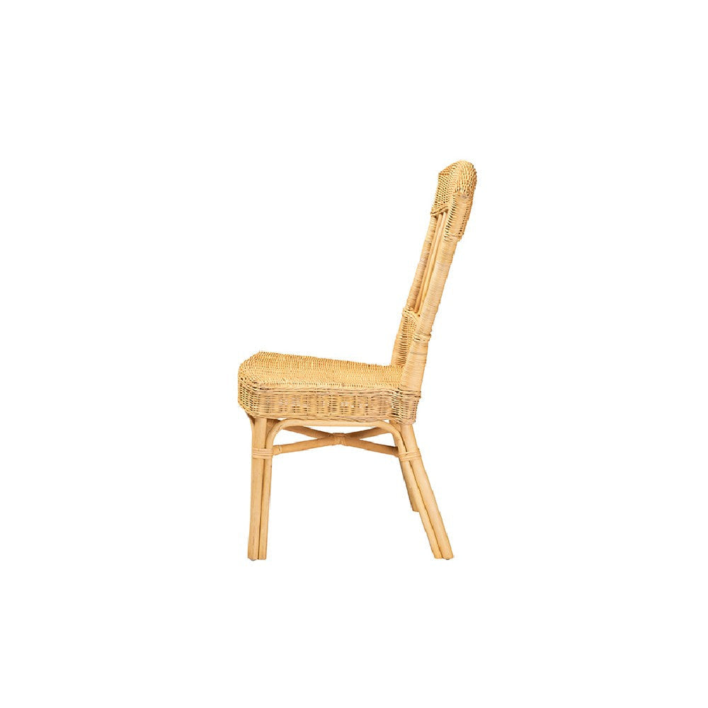 bali & pari Barito Modern Bohemian Natural Brown Rattan Dining Chair WHI-Barito-Rattan-DC