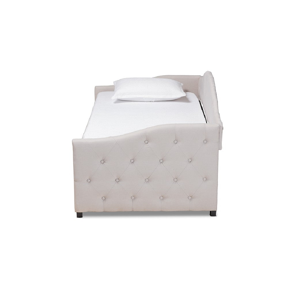 Baxton Studio Becker Modern and Contemporary Transitional Beige Fabric Upholstered Twin Size Daybed with Trundle