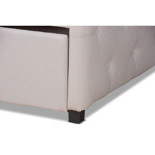 Baxton Studio Becker Modern and Contemporary Transitional Beige Fabric Upholstered Twin Size Daybed with Trundle