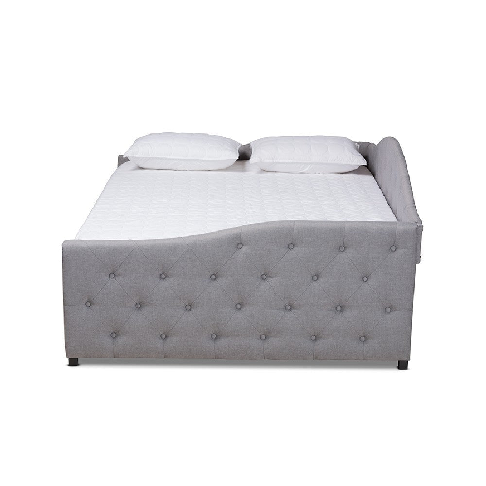 Baxton Studio Becker Modern and Contemporary Transitional Grey Fabric Upholstered Full Size Daybed with Trundle