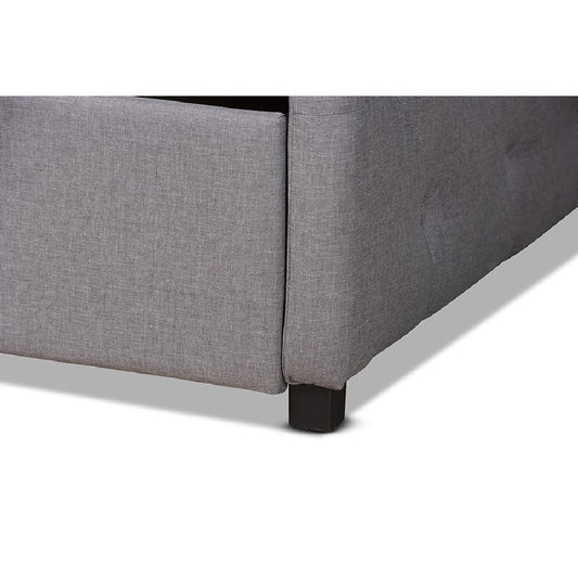 Baxton Studio Becker Modern and Contemporary Transitional Grey Fabric Upholstered Full Size Daybed with Trundle