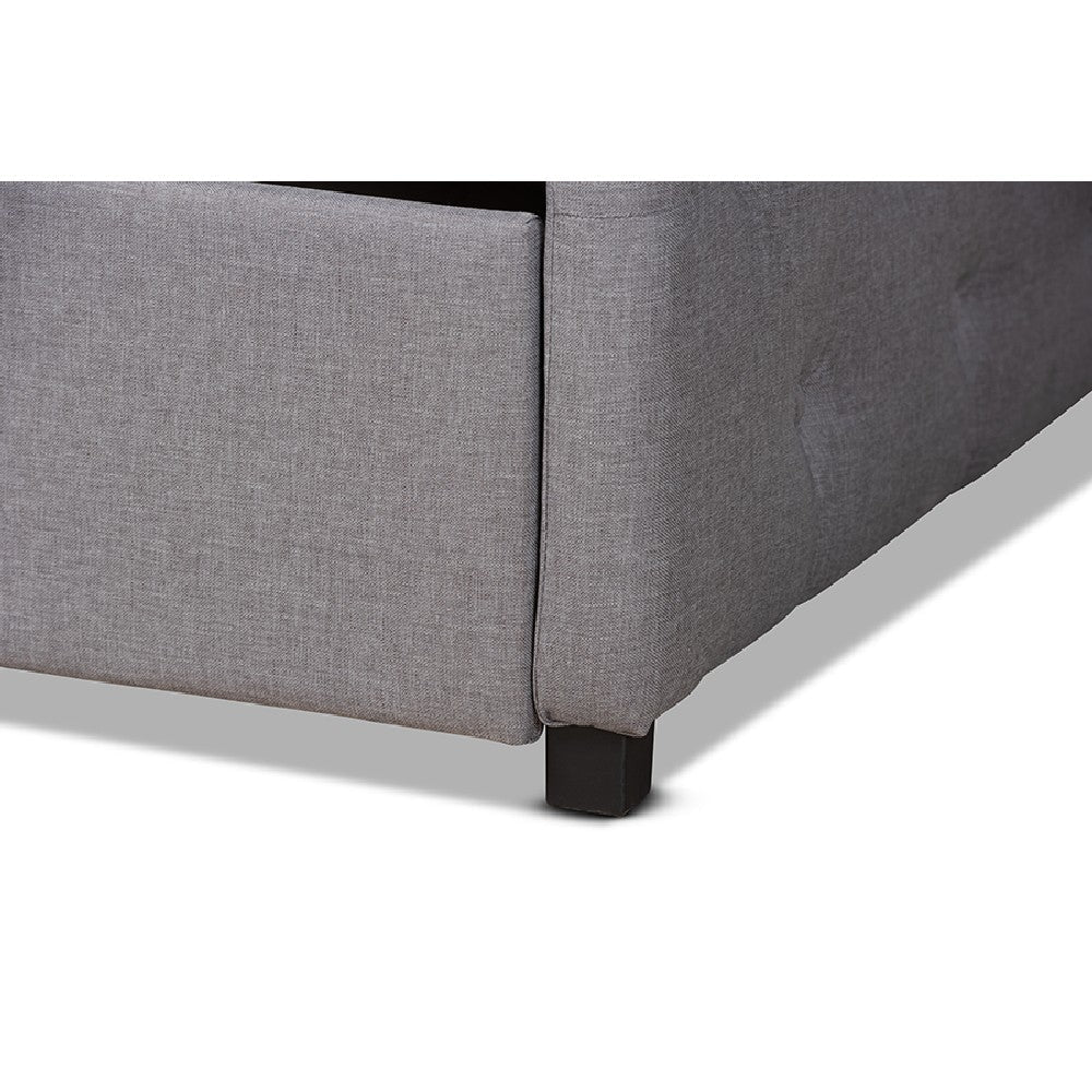 Baxton Studio Becker Modern and Contemporary Transitional Grey Fabric Upholstered Full Size Daybed with Trundle