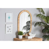 bali & pari Bella Modern Bohemian Natural Brown Mahogany Wood and Natural Rattan Oval Mirror WHI-Bella-Hardwood-Oval-Mirror