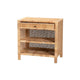 bali & pari Bella Modern Bohemian Natural Brown Mahogany Wood and Natural Rattan 1-Drawer Console Table WHI-Bella-Mahogany-Console