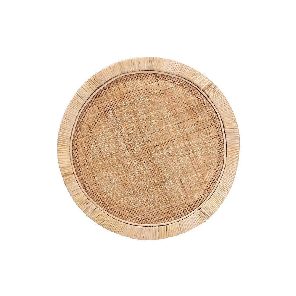 bali & pari Bella Modern Bohemian Natural Brown Mahogany Wood and Natural Rattan 2-Tier End Table WHI-Bella-Mahogany-ET