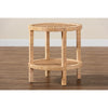 bali & pari Bella Modern Bohemian Natural Brown Mahogany Wood and Natural Rattan 2-Tier End Table