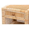 bali & pari Bella Modern Bohemian Natural Brown Mahogany Wood and Natural Rattan 1-Drawer Nightstand WHI-Bella-Mahogany-SM-NS