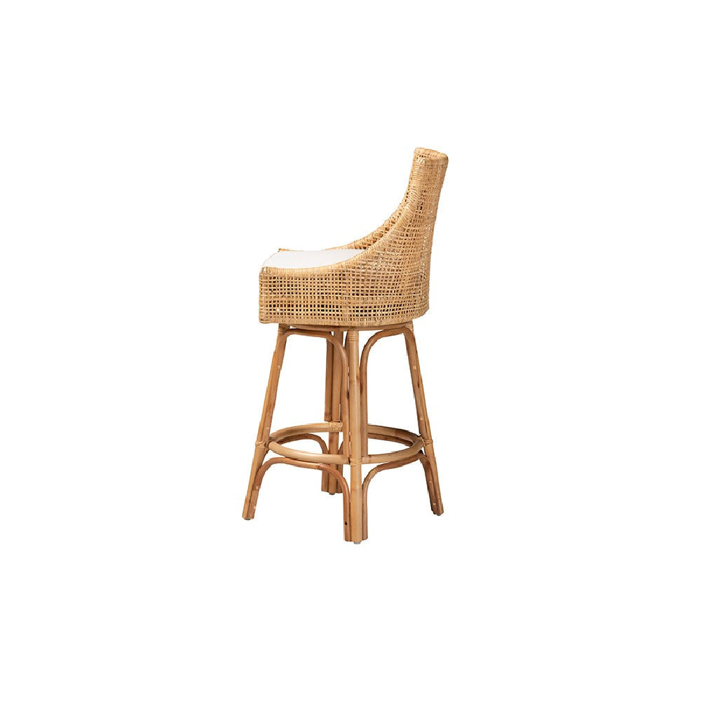 bali & pari Bella Modern Bohemian Natural Brown Rattan Bar Stool WHI-Bella-Rattan-BS