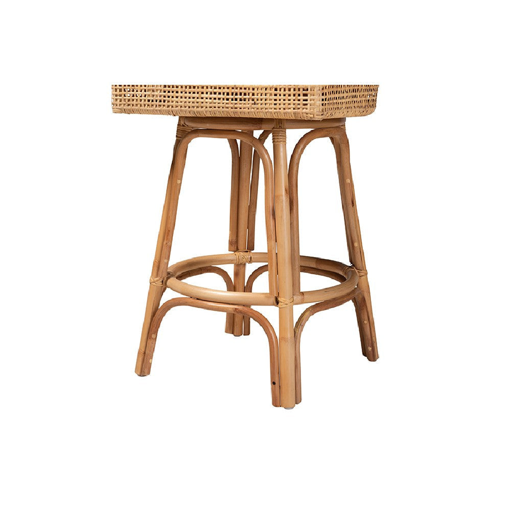 bali & pari Bella Modern Bohemian Natural Brown Rattan Bar Stool WHI-Bella-Rattan-BS