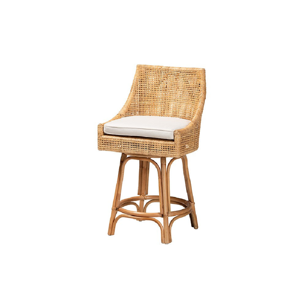 bali & pari Bella Modern Bohemian Natural Brown Rattan Counter Stool WHI-Bella-Rattan-CS