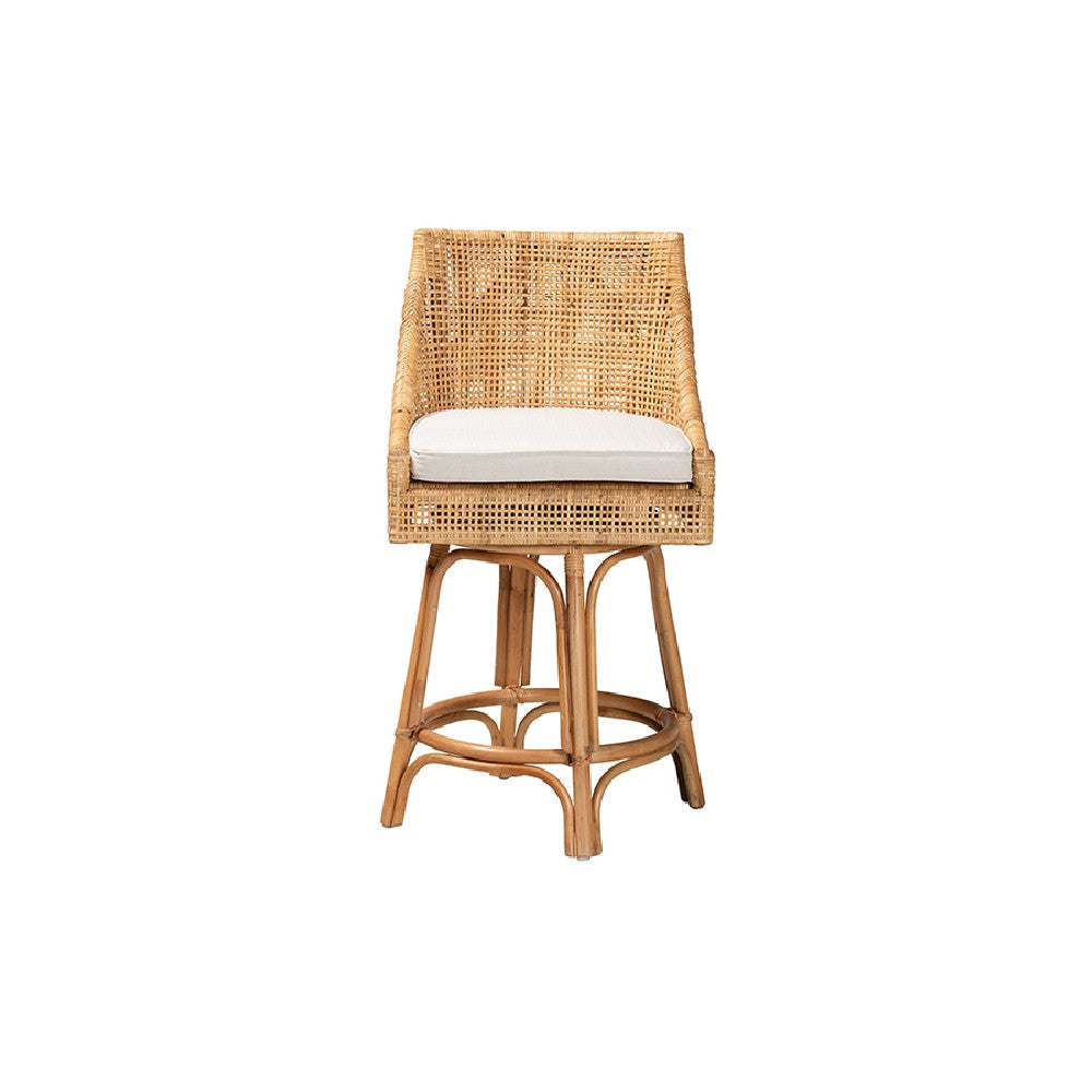 bali & pari Bella Modern Bohemian Natural Brown Rattan Counter Stool WHI-Bella-Rattan-CS