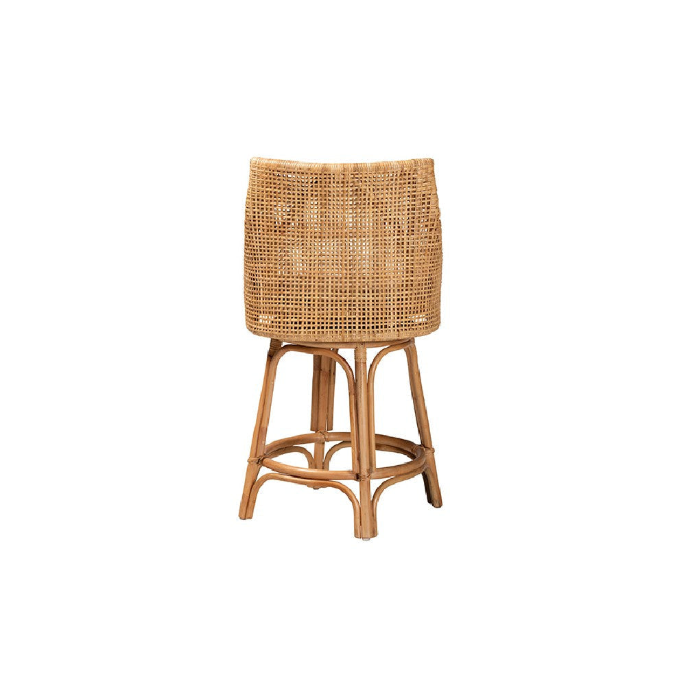 bali & pari Bella Modern Bohemian Natural Brown Rattan Counter Stool WHI-Bella-Rattan-CS